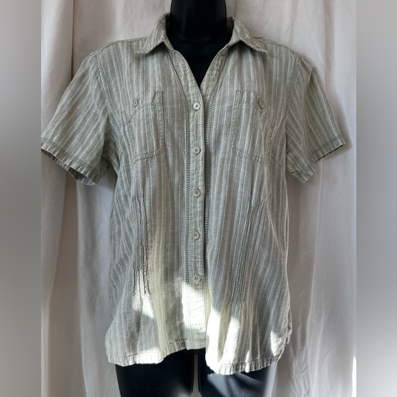 Cappagallo Women's Sz M Button Down Linen/Cotton Blend Blouse - Picture 1 of 5